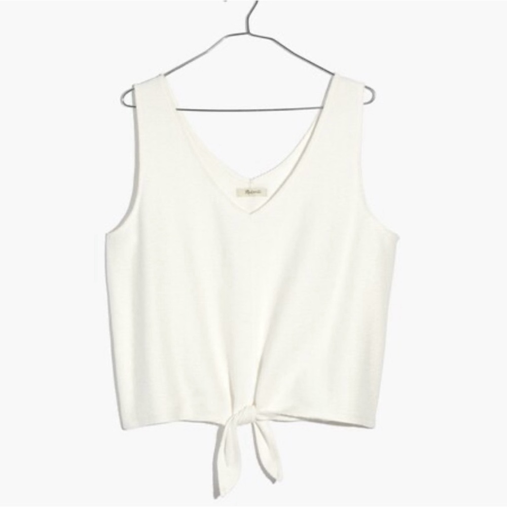 Madewell white tank top tie knot textured shirt women’s size large